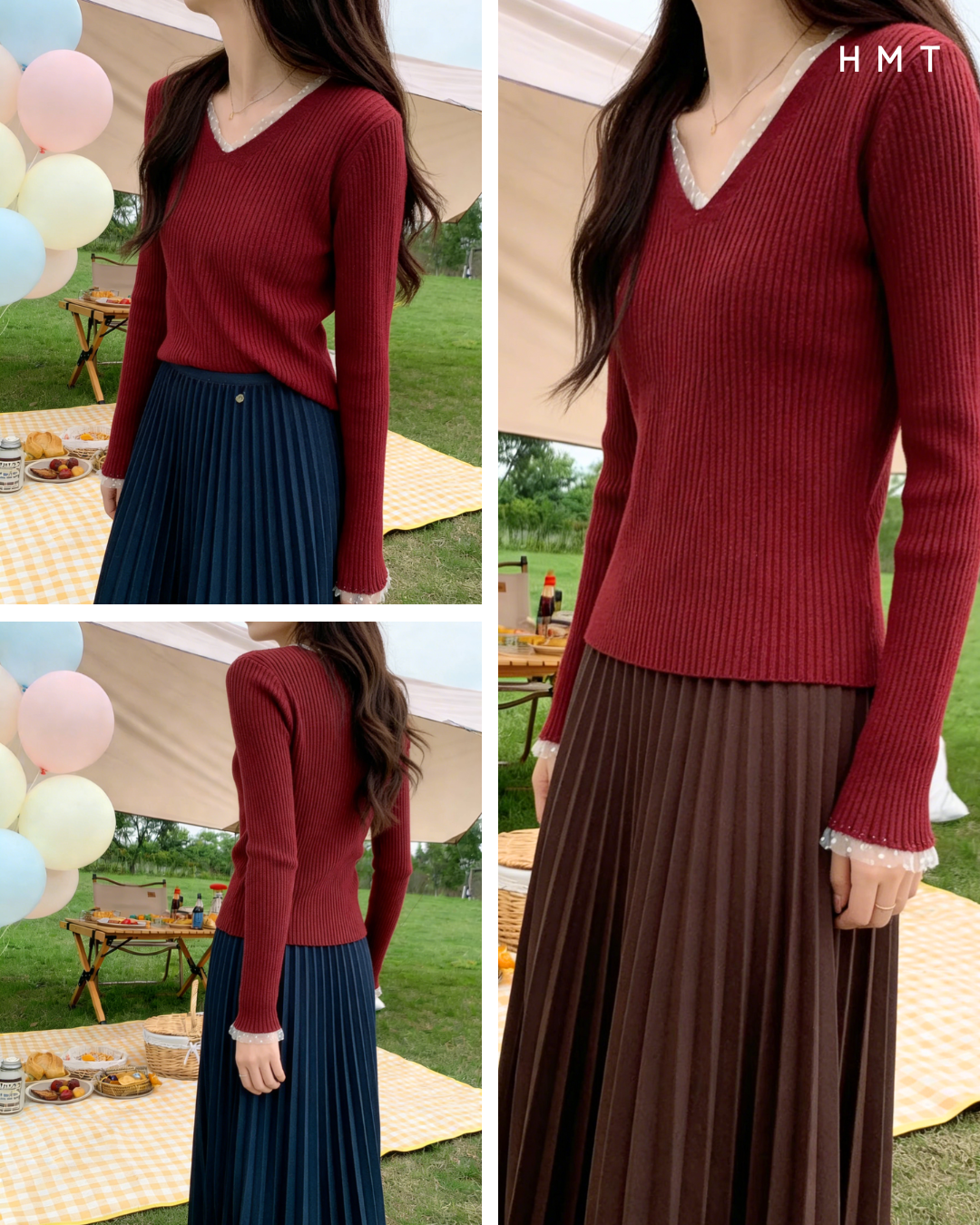 HELLO MILK TEE- 85976 拼接花邊衫