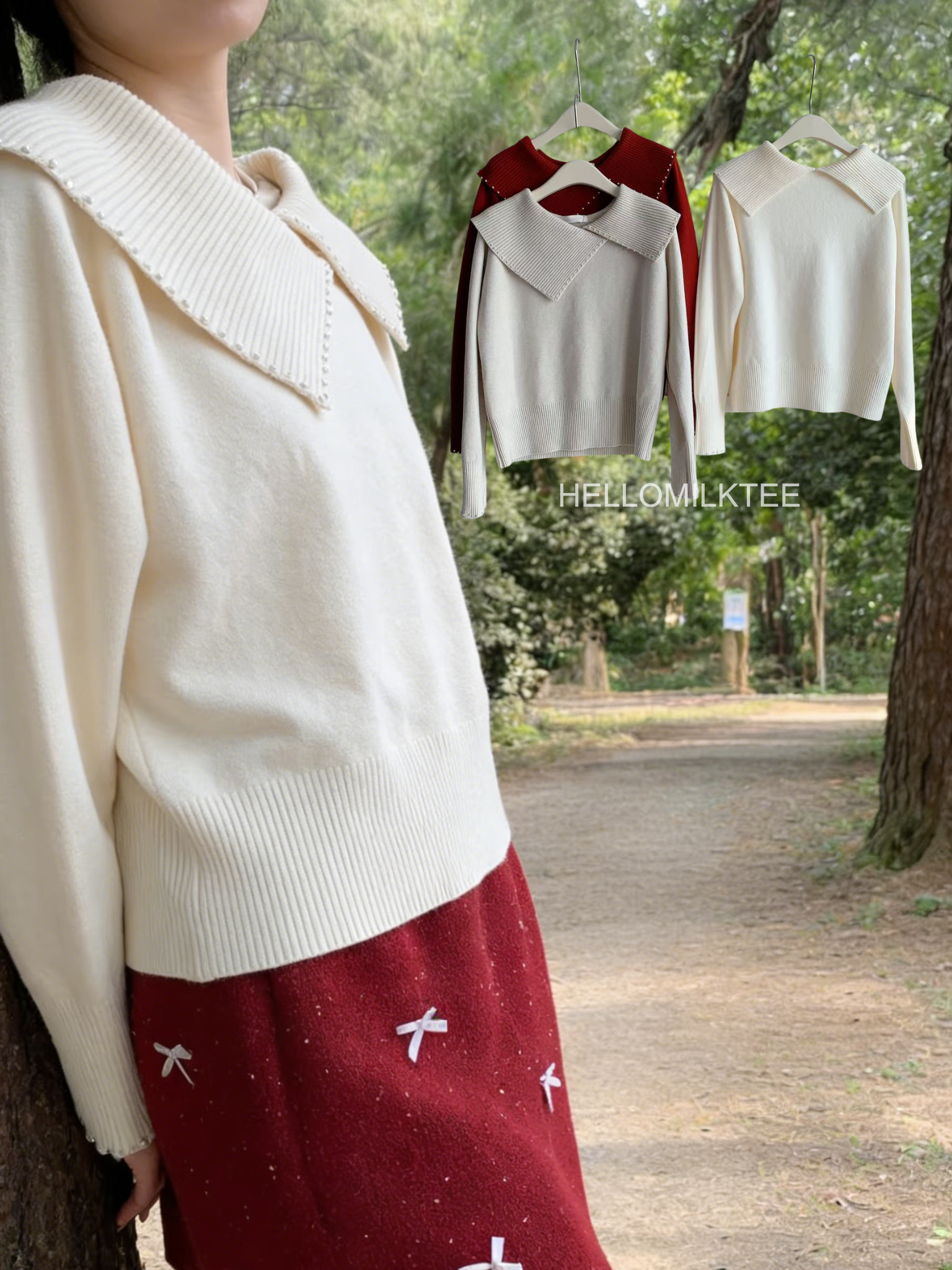 HELLO MILK TEE- 85984 氣質珍珠衫