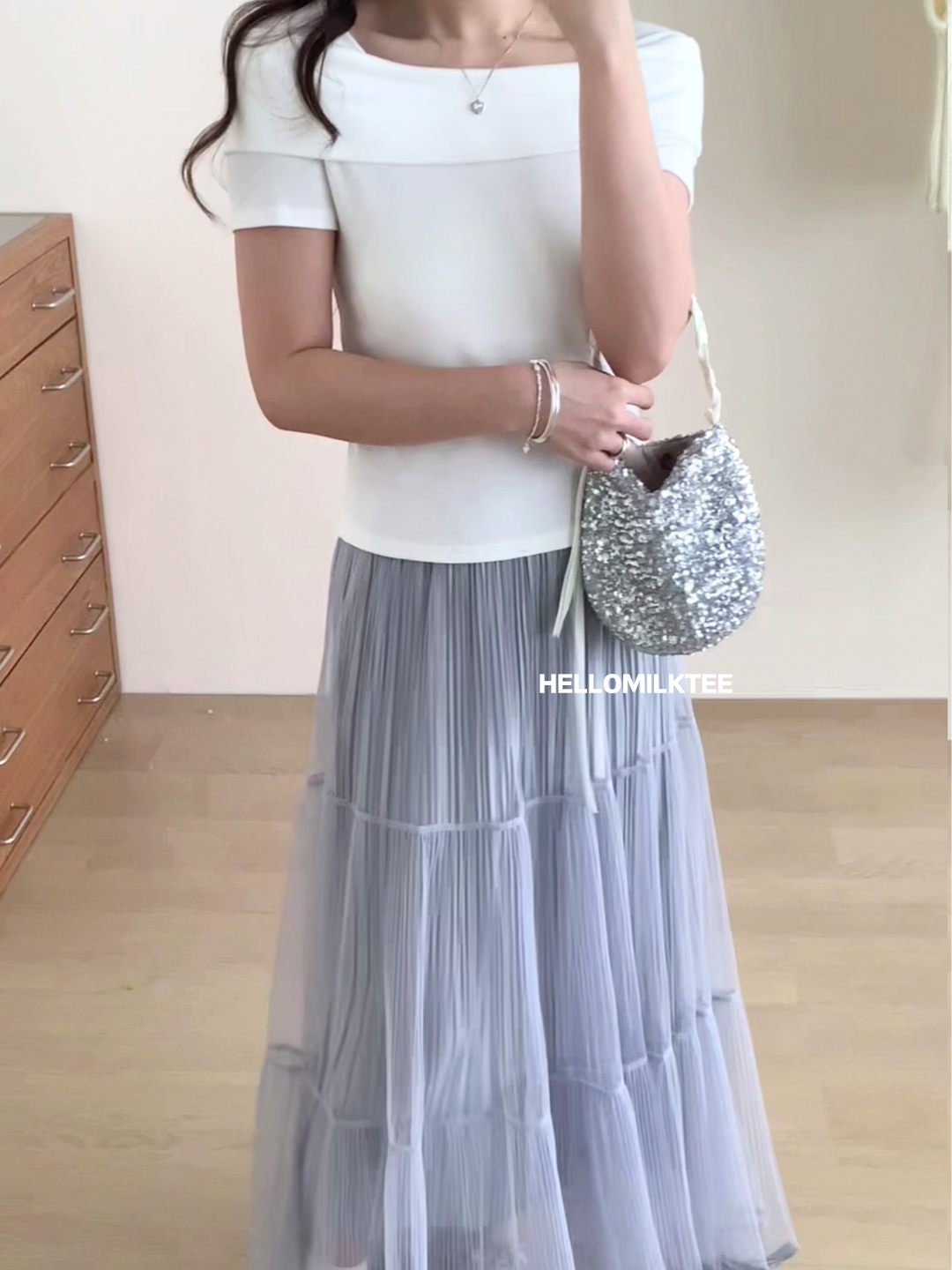 HELLO MILK TEE- 86019 溫柔上衣