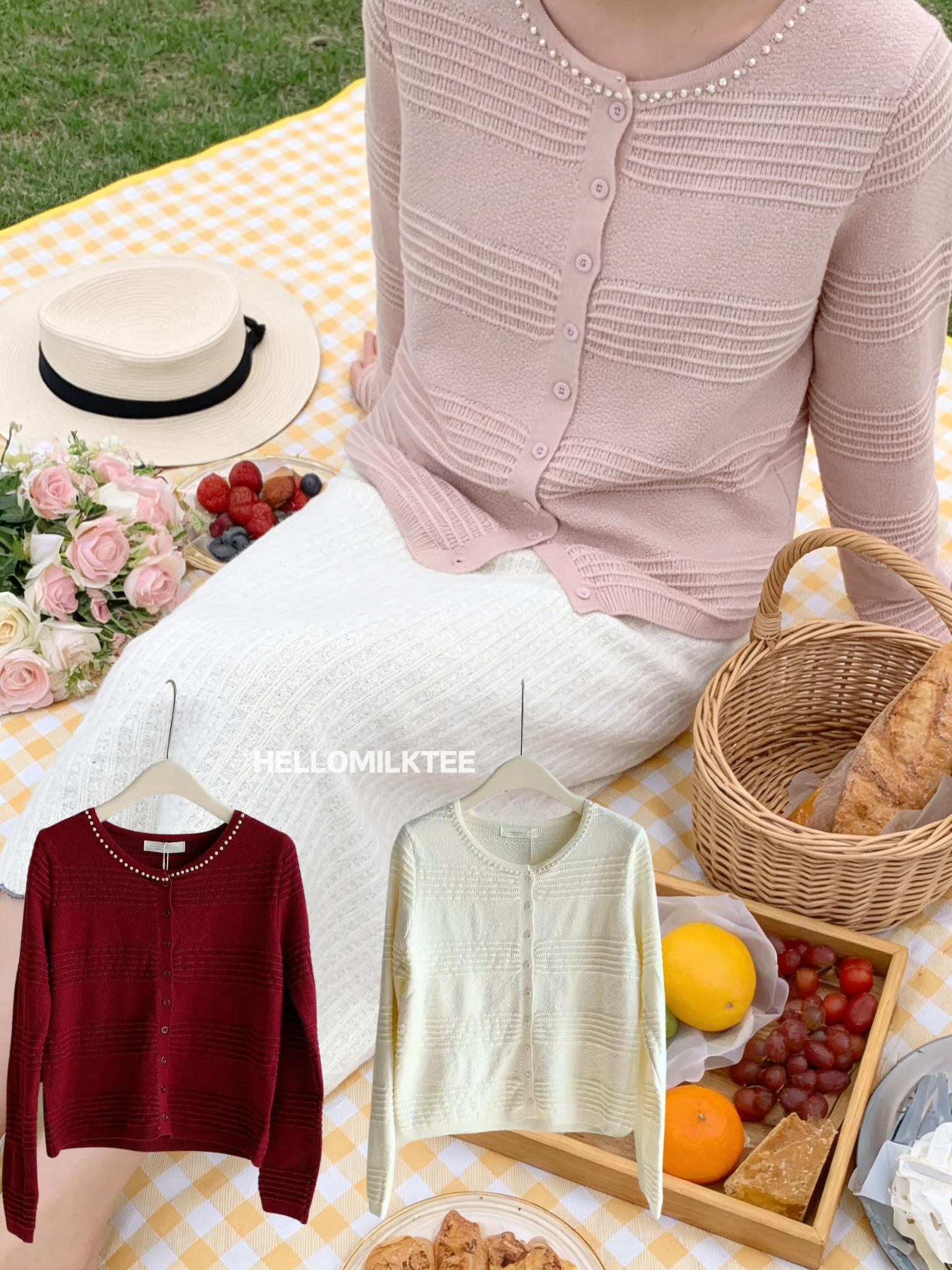 HELLO MILK TEE- 85979 圓領開衫