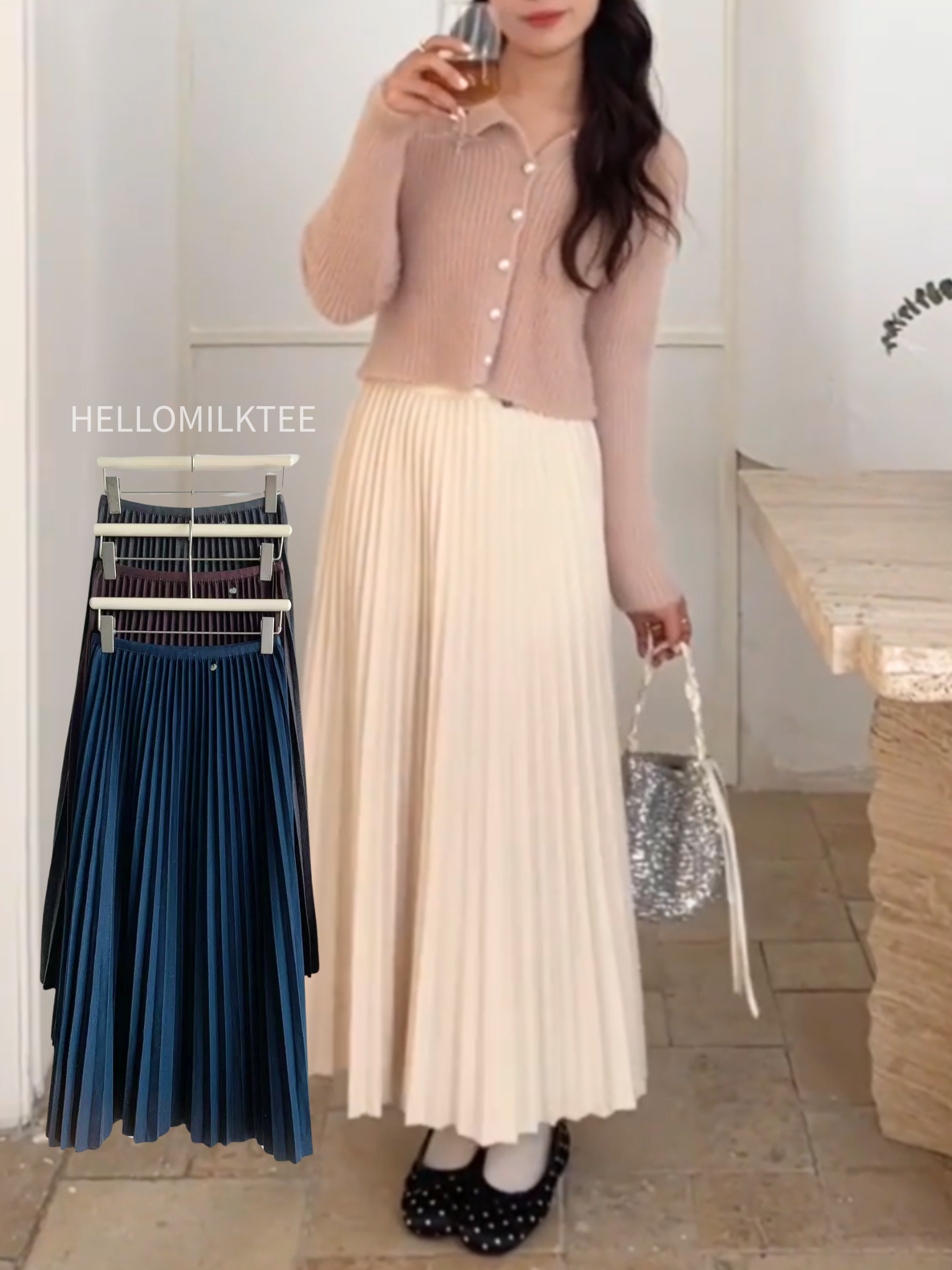 HELLO MILK TEE- 85957 百褶半裙