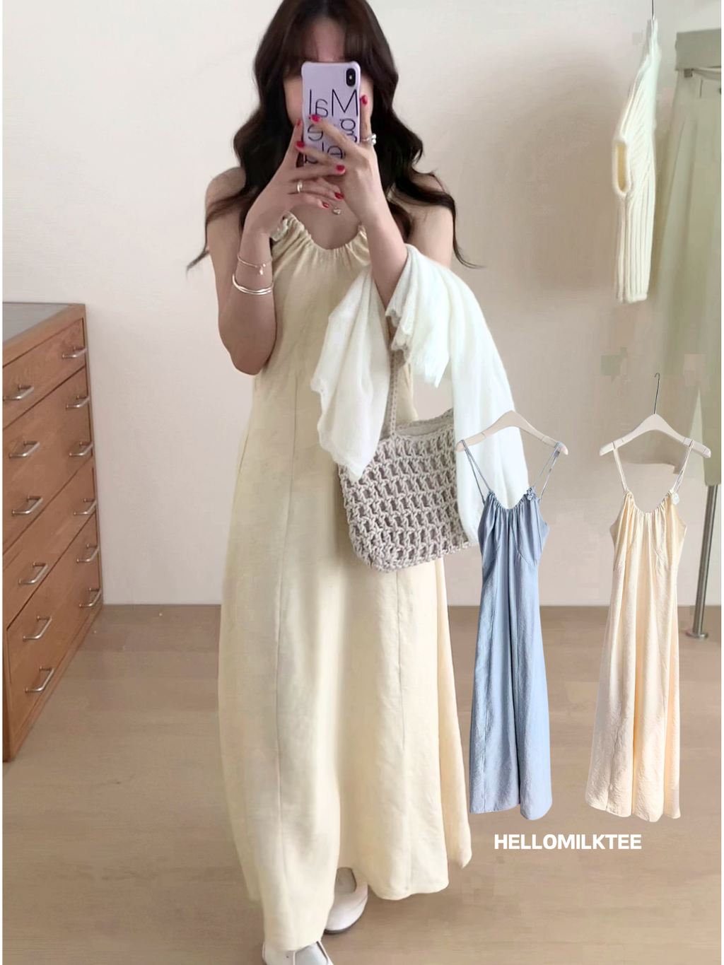 HELLO MILK TEE- 86133 吊帶連裙