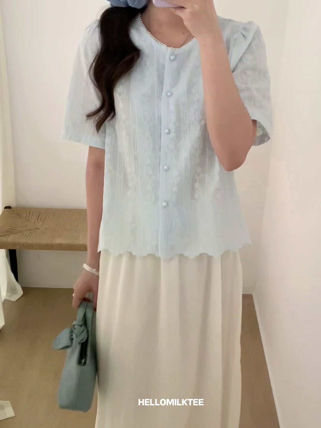 HELLO MILK TEE- 86064 亮絲半裙