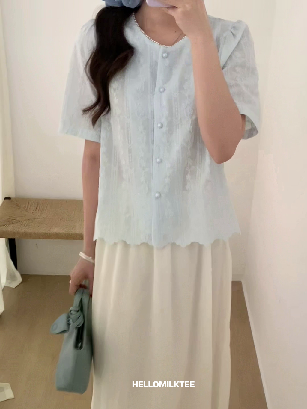 HELLO MILK TEE- 86064 亮絲半裙