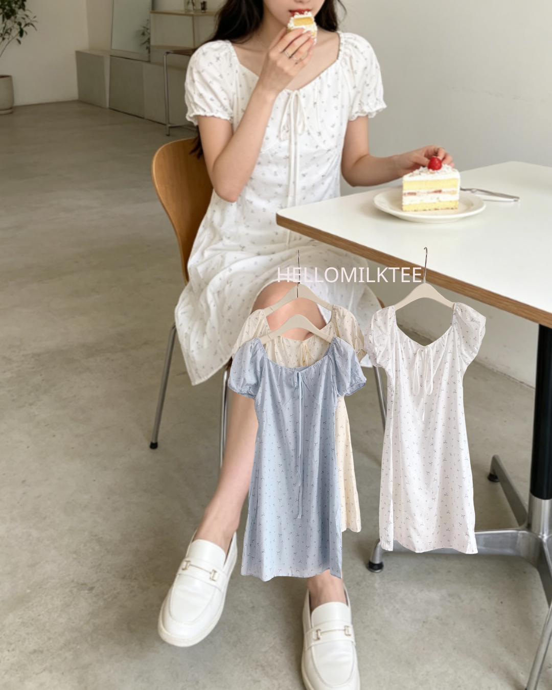 HELLO MILK TEE- 86468  碎花連衣裙
