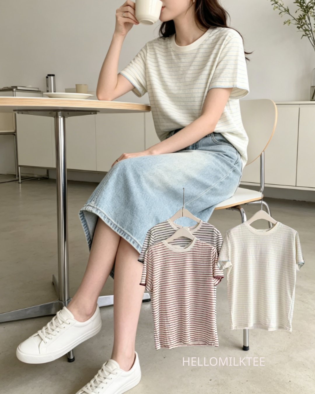HELLO MILK TEE- 86399 條紋小衫