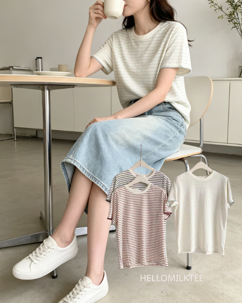 HELLO MILK TEE- 86399 條紋小衫