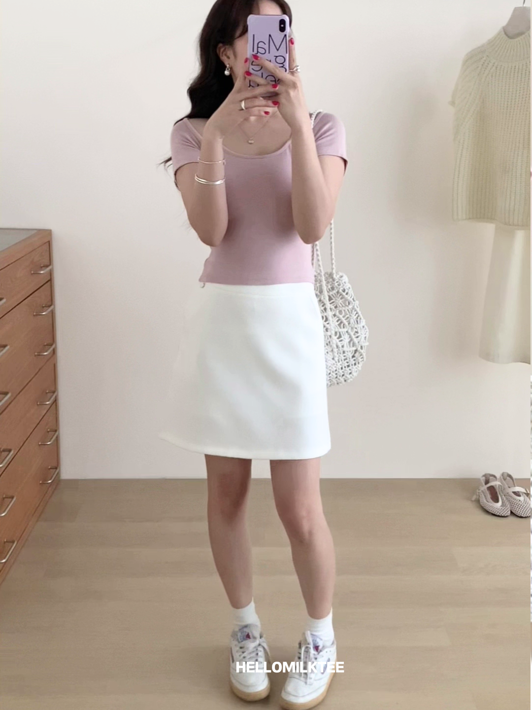 HELLO MILK TEE- 86026 百搭有墊上衣