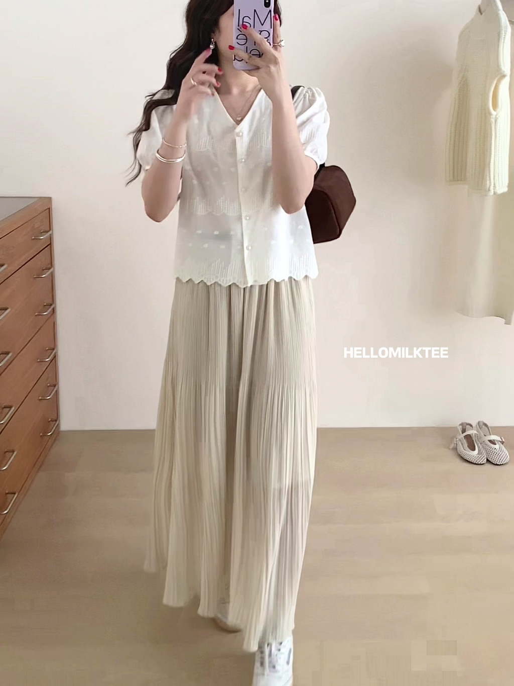 HELLO MILK TEE- 86091 排扣上衣