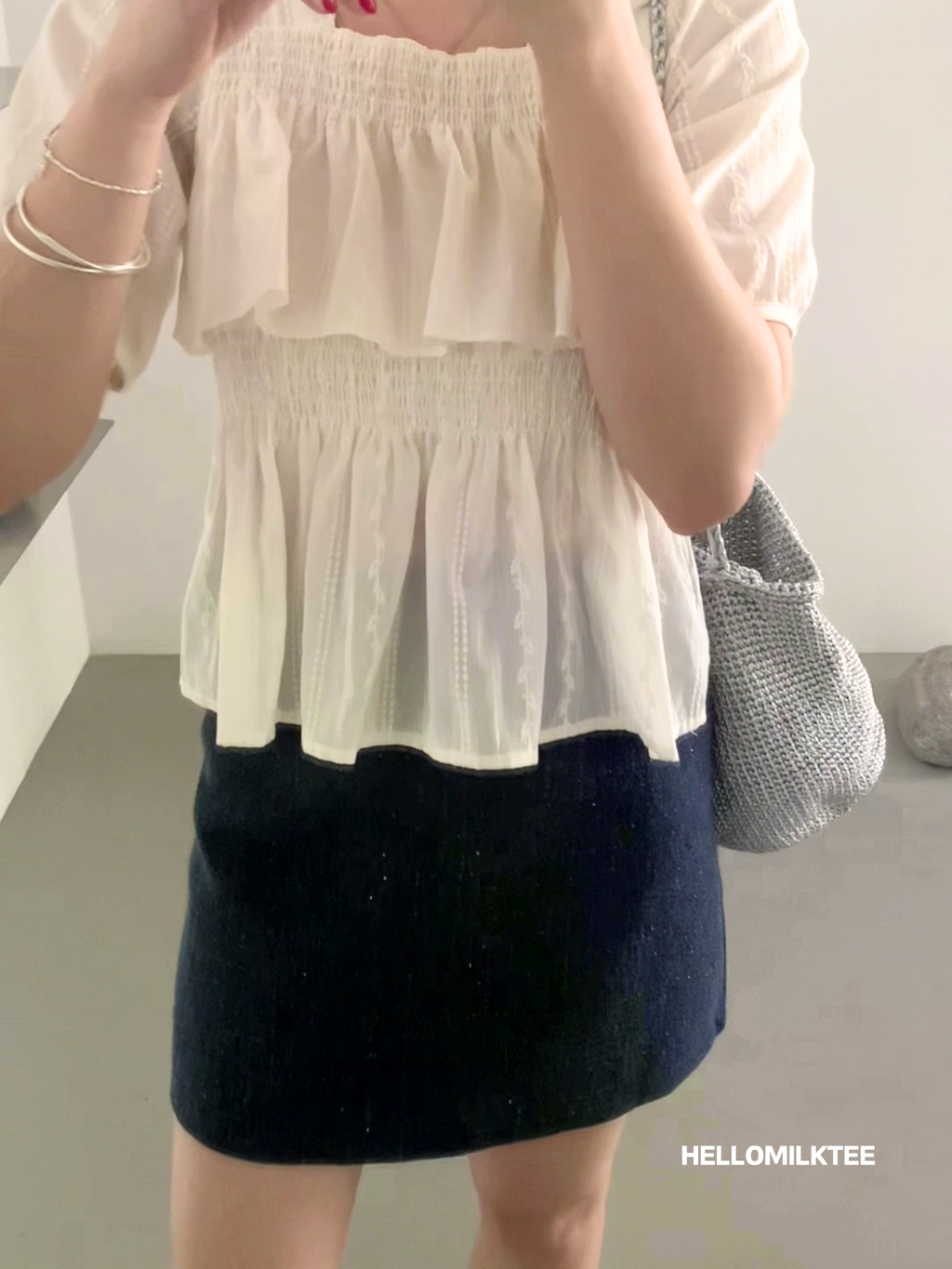 HELLO MILK TEE- 86093 荷葉邊小衫