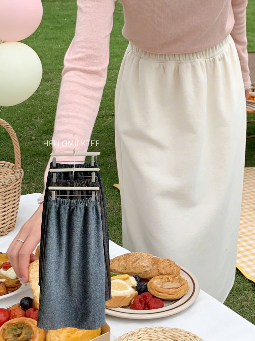 HELLO MILK TEE- 85956 質感半裙