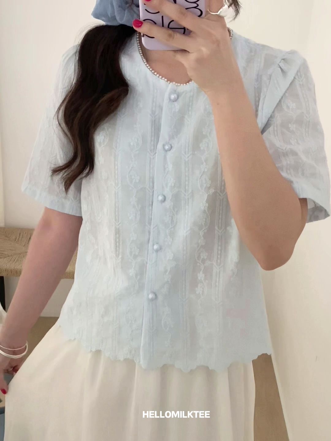 HELLO MILK TEE- 86064 亮絲半裙