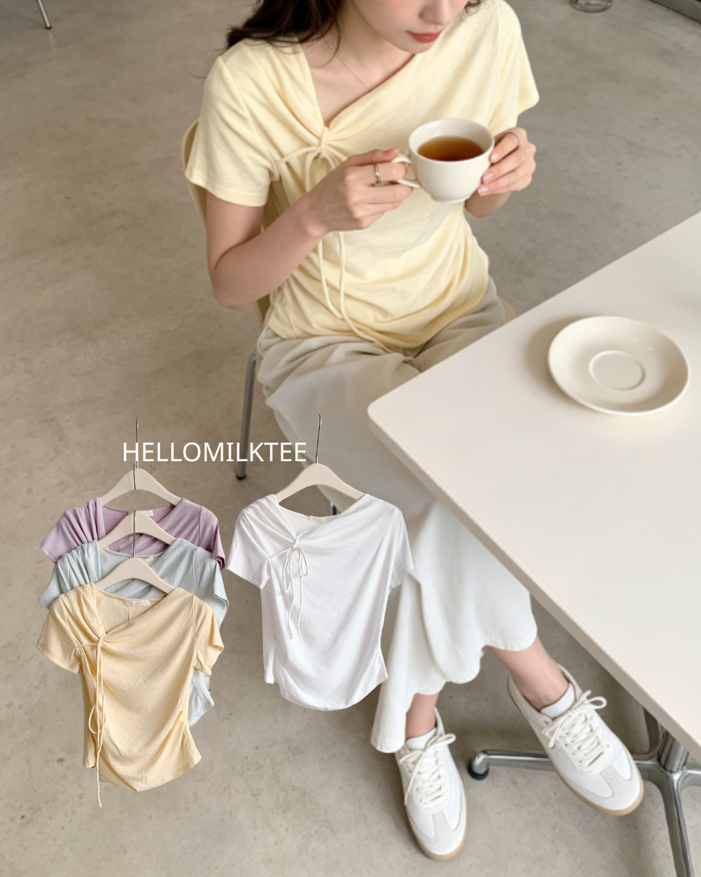 HELLO MILK TEE- 86458  仙氣小衫