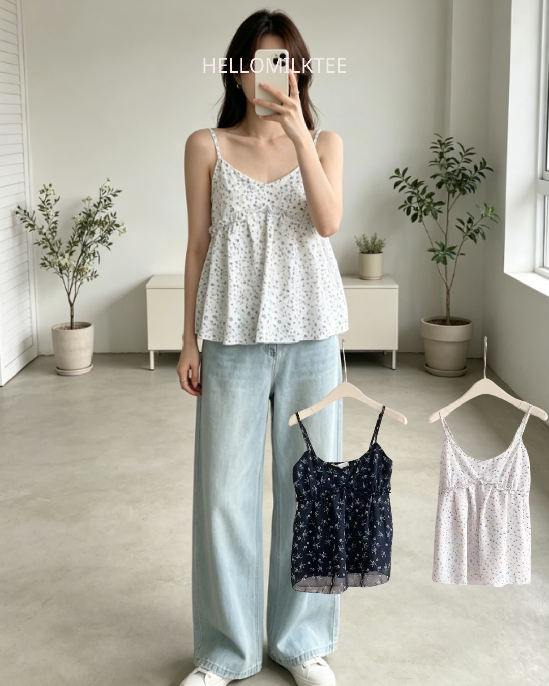 HELLO MILK TEE- 86417 吊帶上衣
