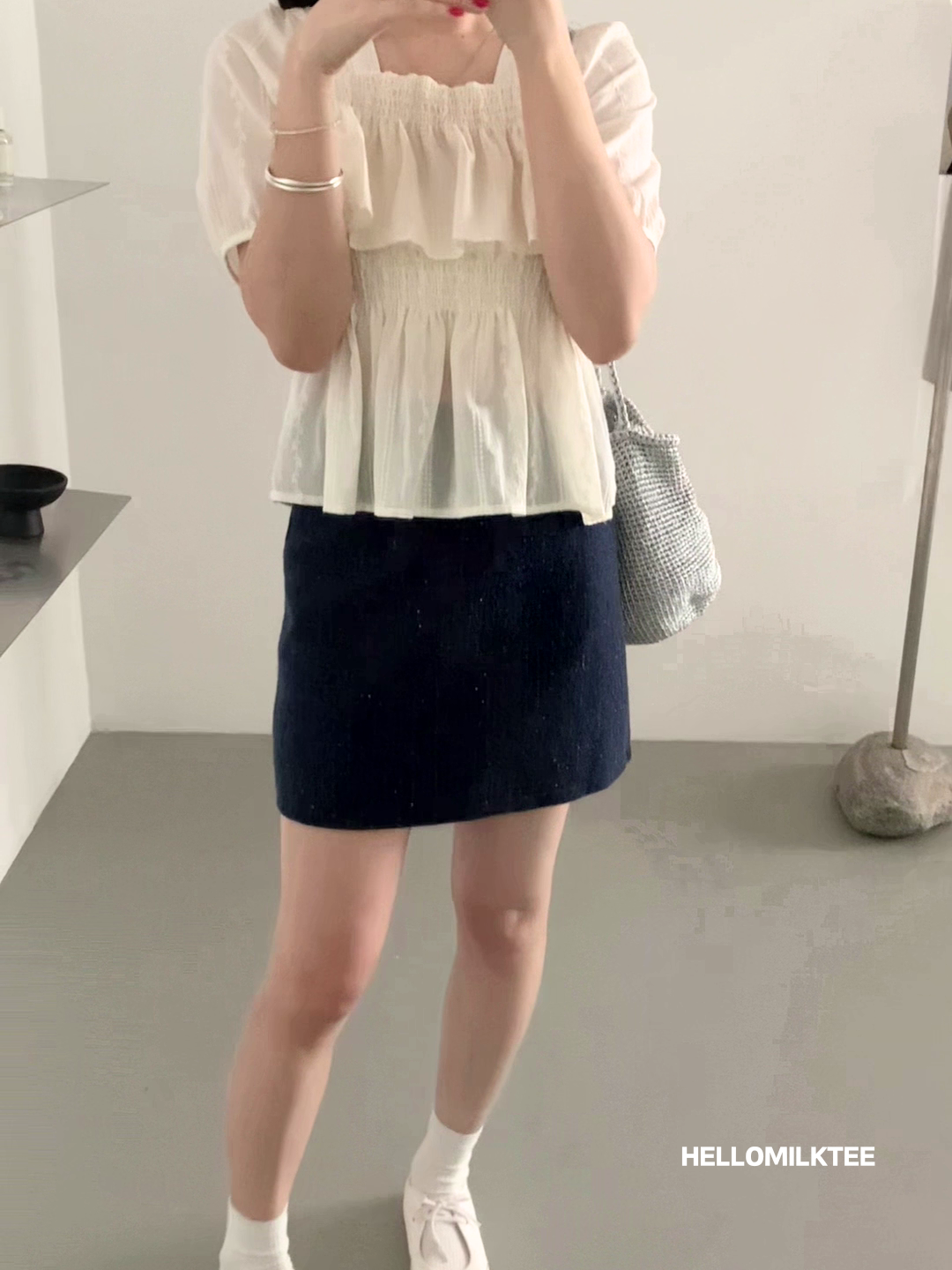 HELLO MILK TEE- 86093 荷葉邊小衫