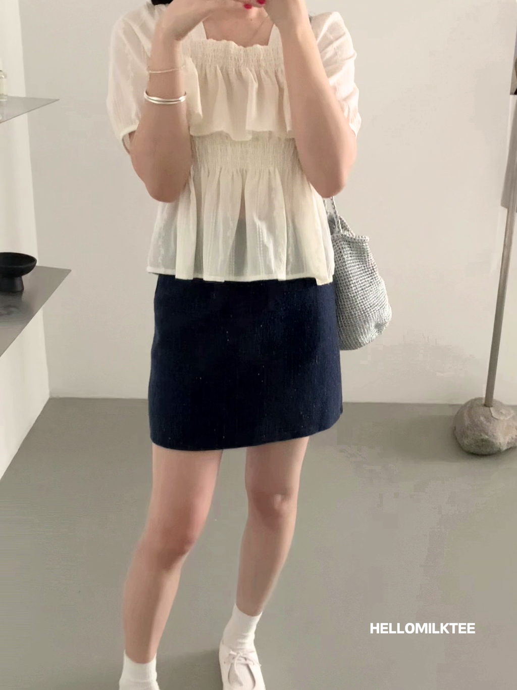 HELLO MILK TEE- 86093 荷葉邊小衫