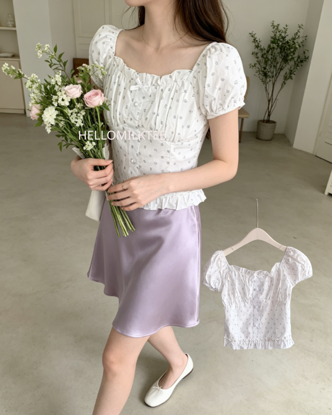 HELLO MILK TEE- 86447 韓系小衫