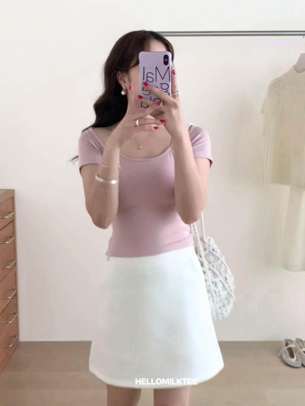 HELLO MILK TEE- 86026 百搭有墊上衣