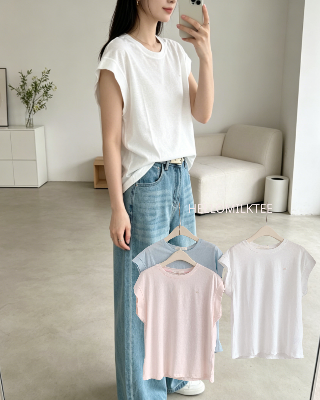 HELLO MILK TEE- 86502  簡約短袖