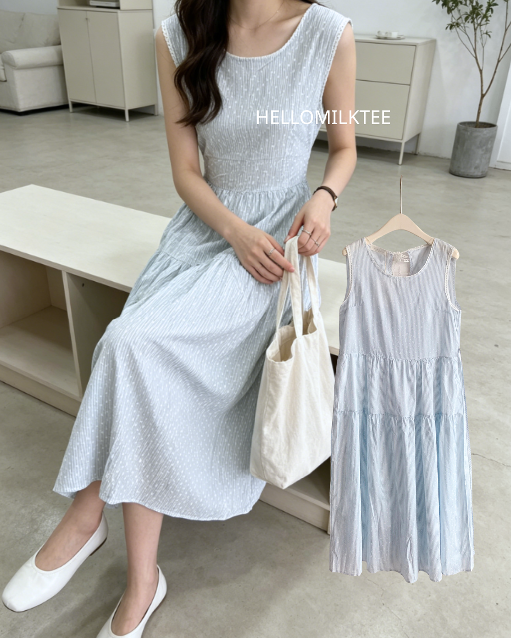 HELLO MILK TEE- 86443 無袖連衣裙