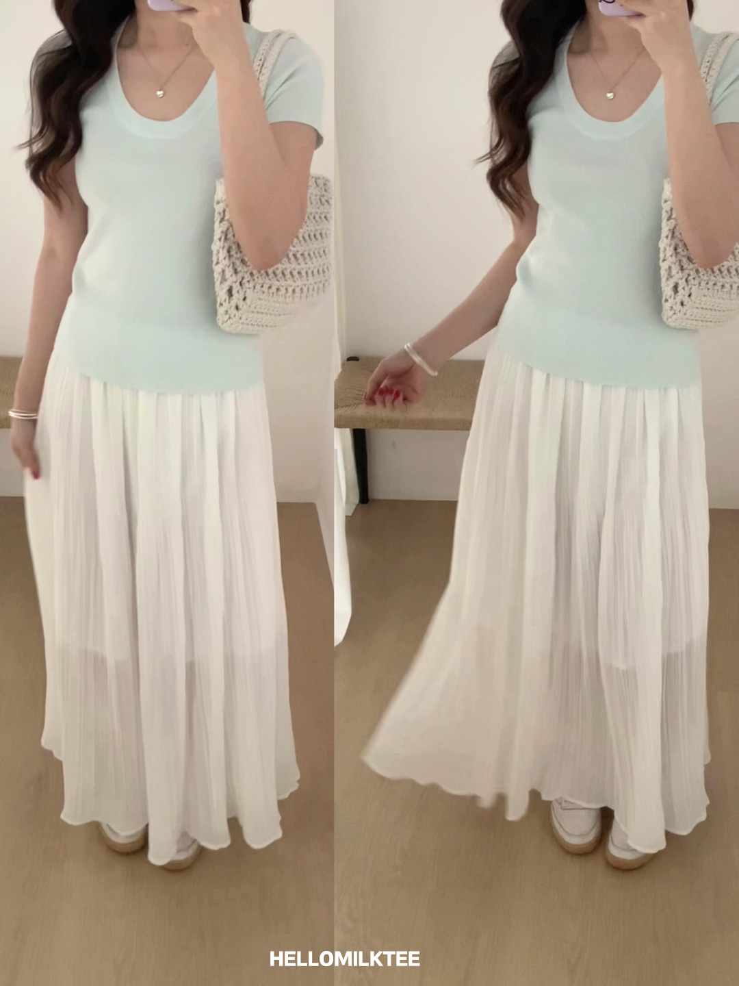 HELLO MILK TEE- 86104 雪紡半裙