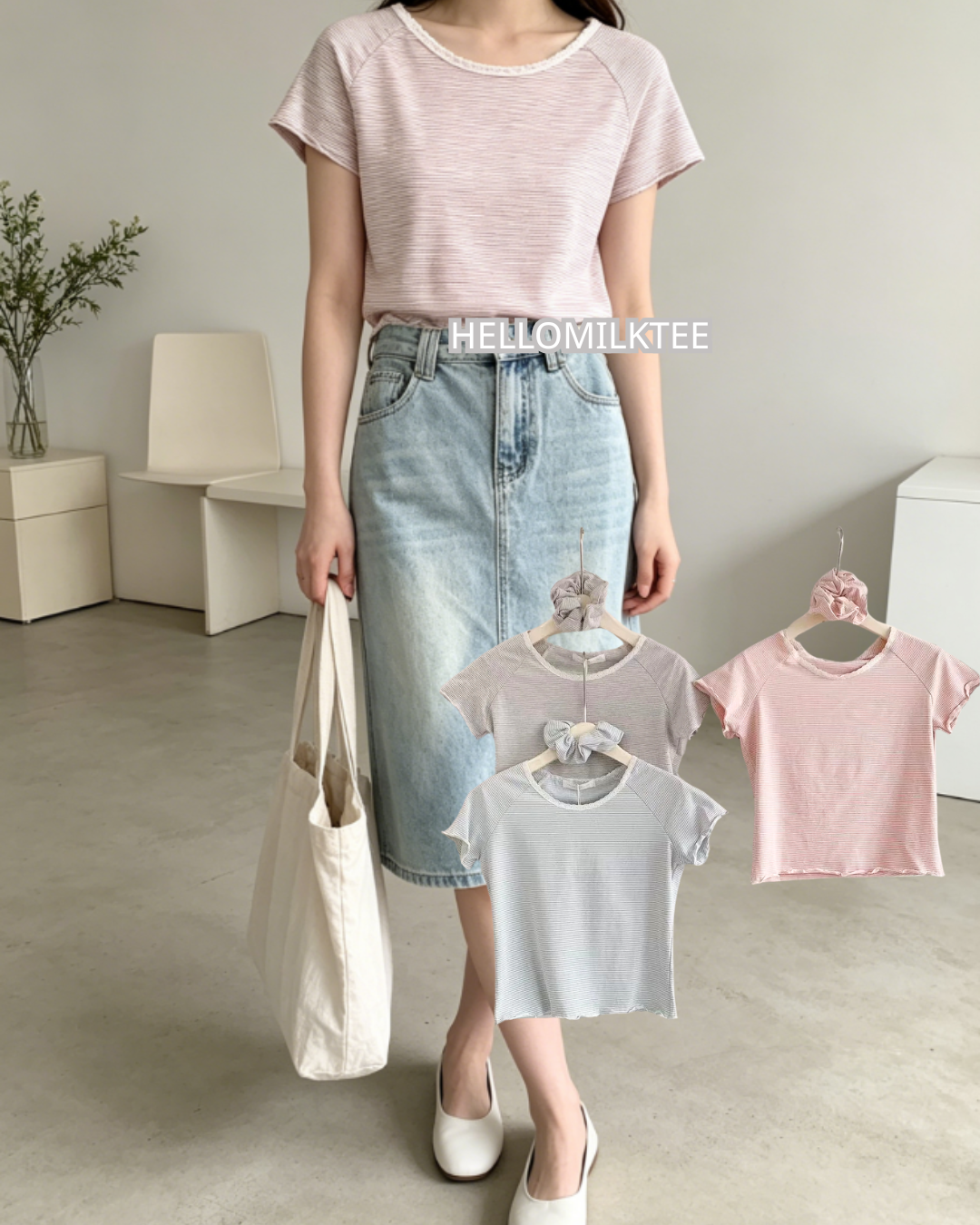 HELLO MILK TEE- 86431 韓系小衫