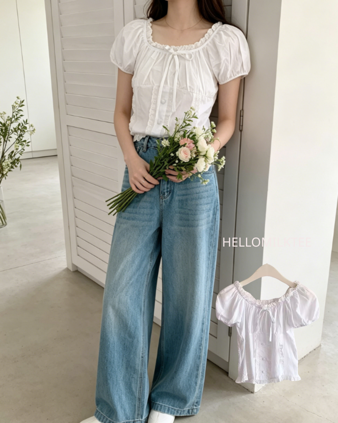 HELLO MILK TEE- 86450 純色小衫