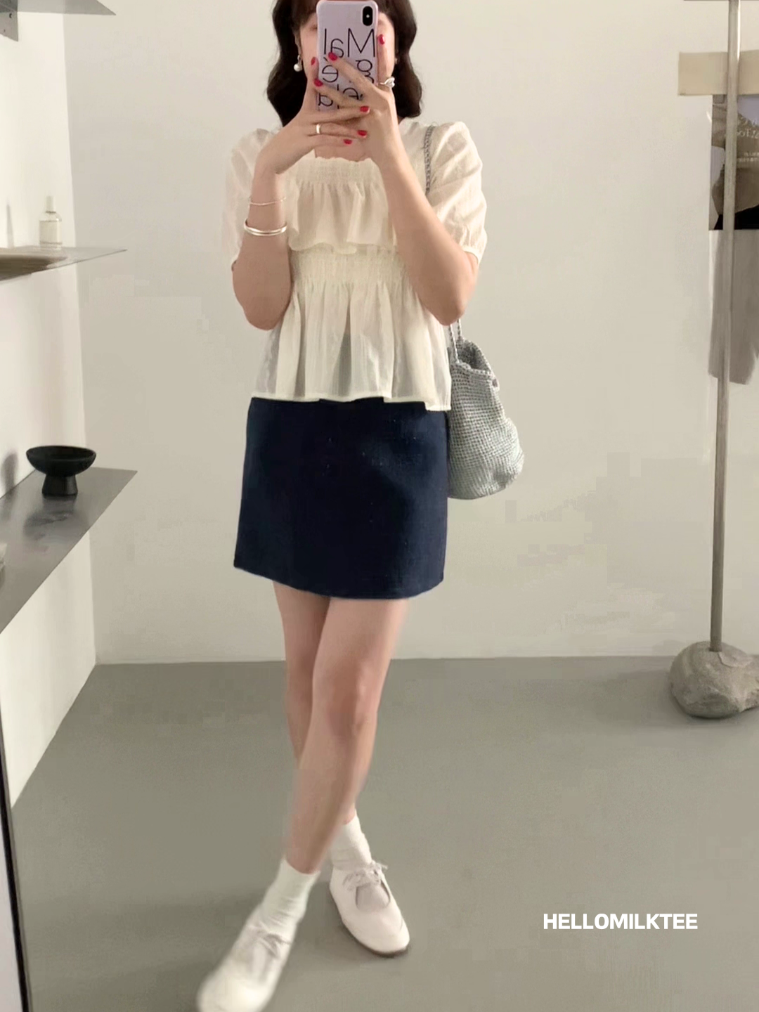 HELLO MILK TEE- 86093 荷葉邊小衫