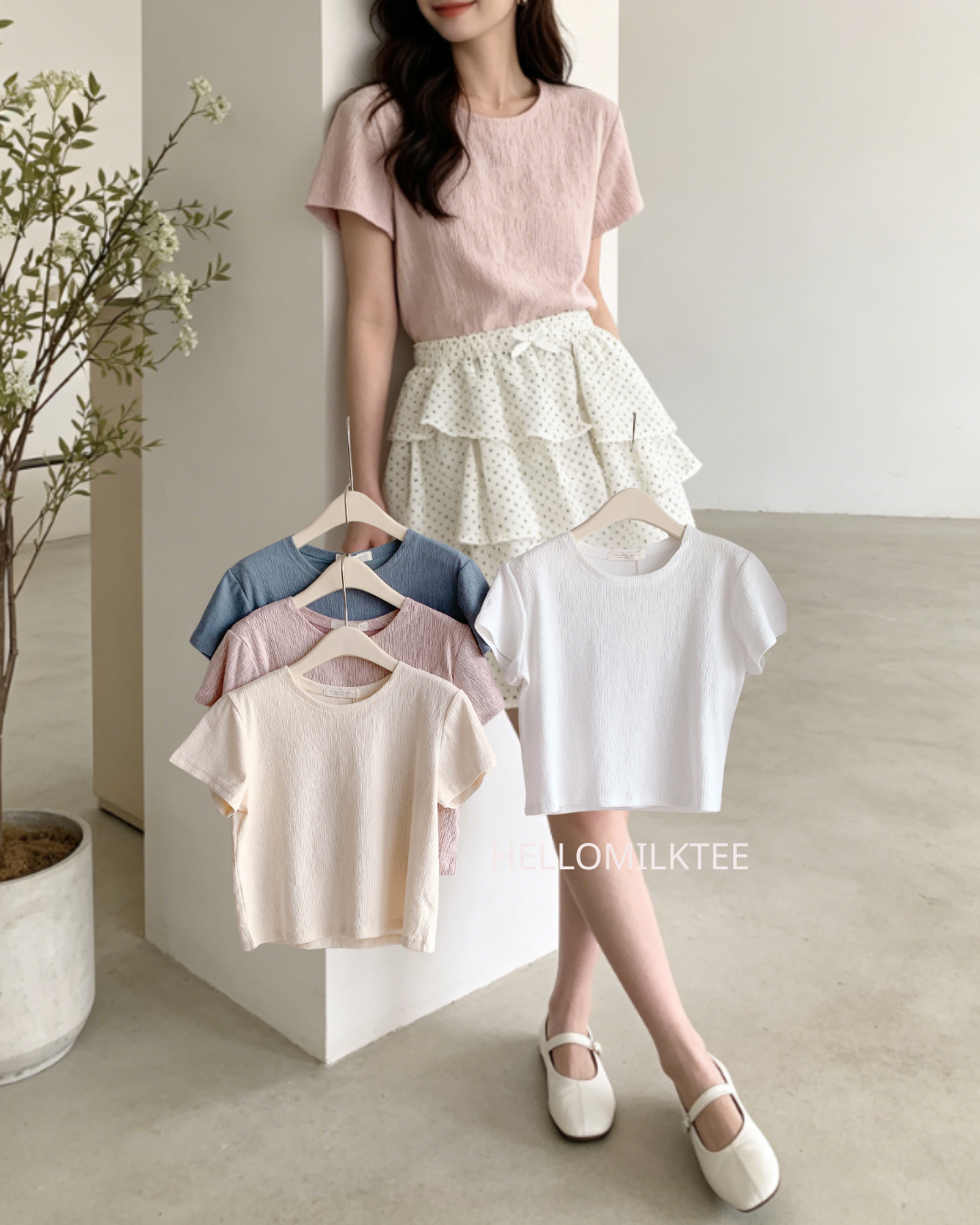 HELLO MILK TEE- 86478  韓系短袖