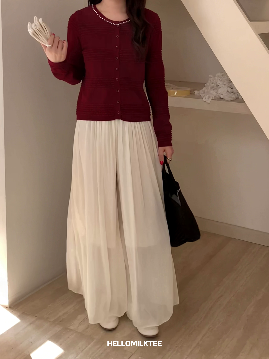 HELLO MILK TEE- 86052 氣質長褲