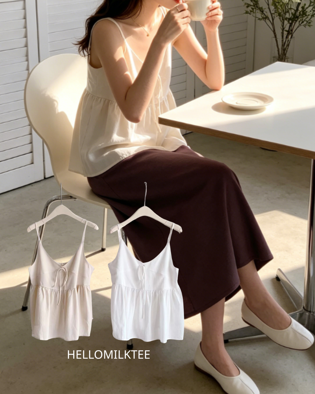 HELLO MILK TEE- 86452 吊帶小衫