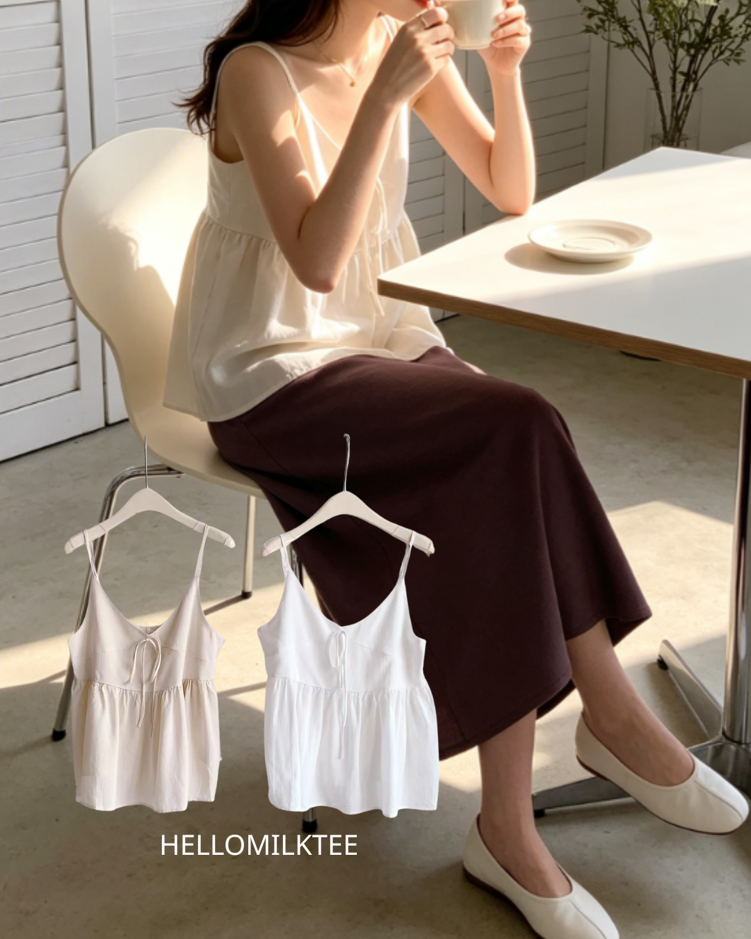 HELLO MILK TEE- 86452 吊帶小衫