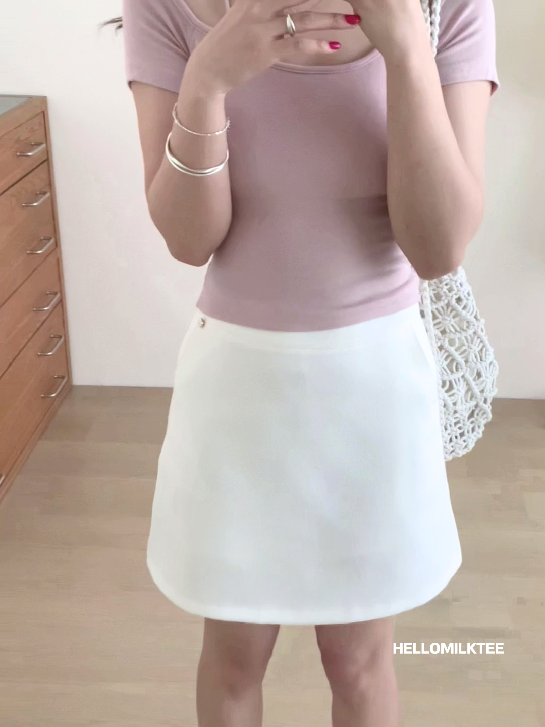 HELLO MILK TEE- 86147 淨版短裙