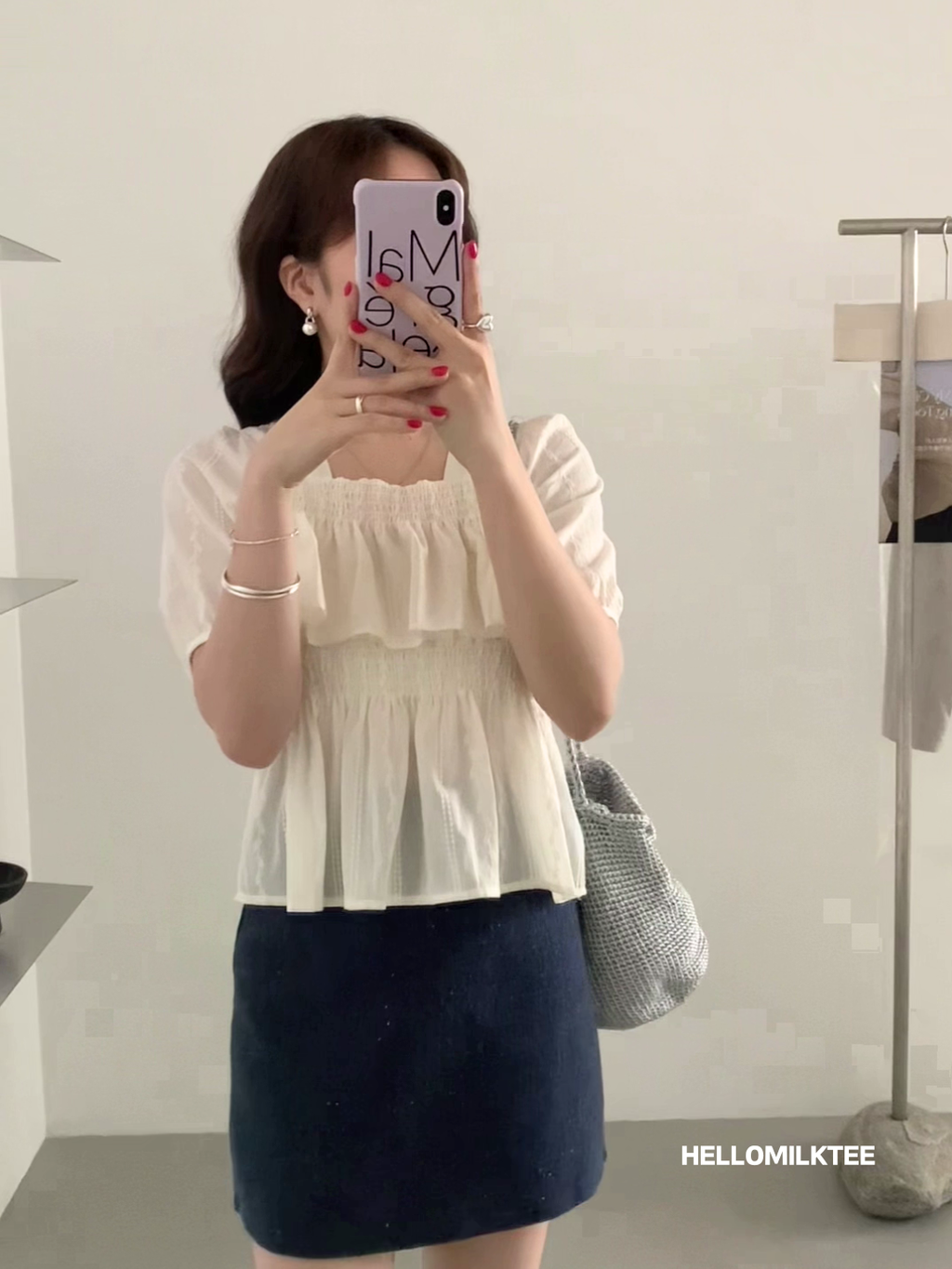 HELLO MILK TEE- 86093 荷葉邊小衫