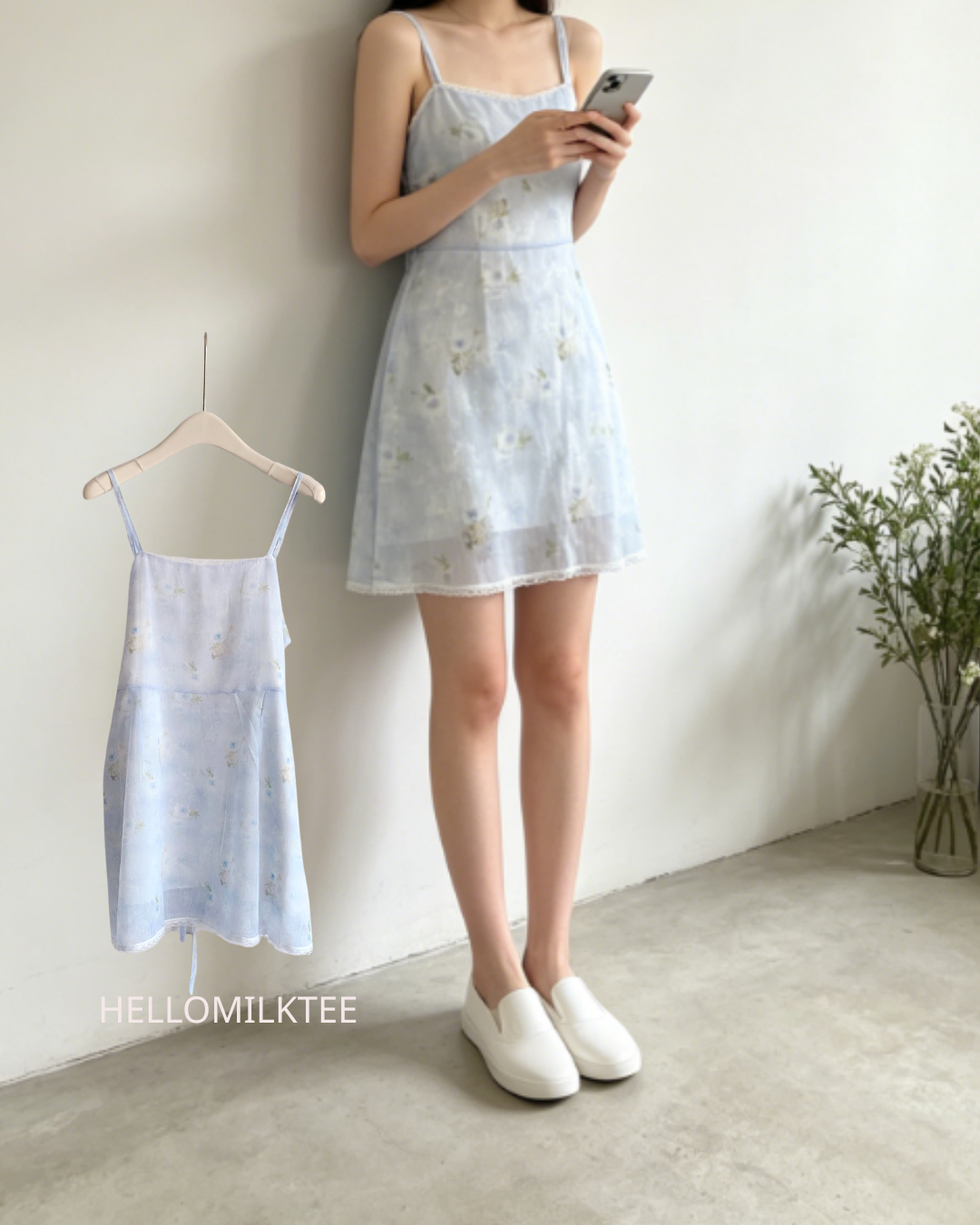 HELLO MILK TEE- 86390 韓系吊帶裙