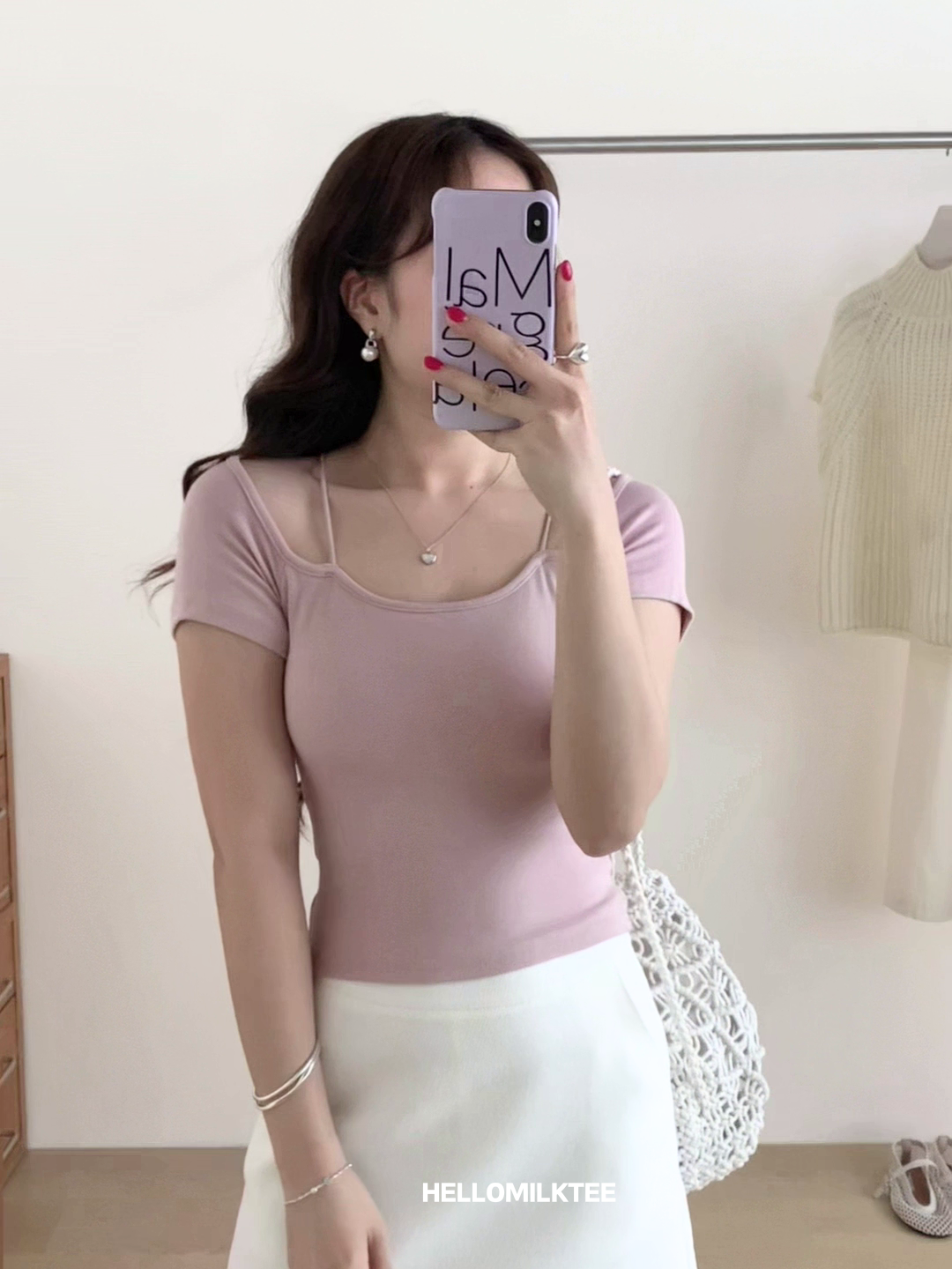 HELLO MILK TEE- 86026 百搭有墊上衣