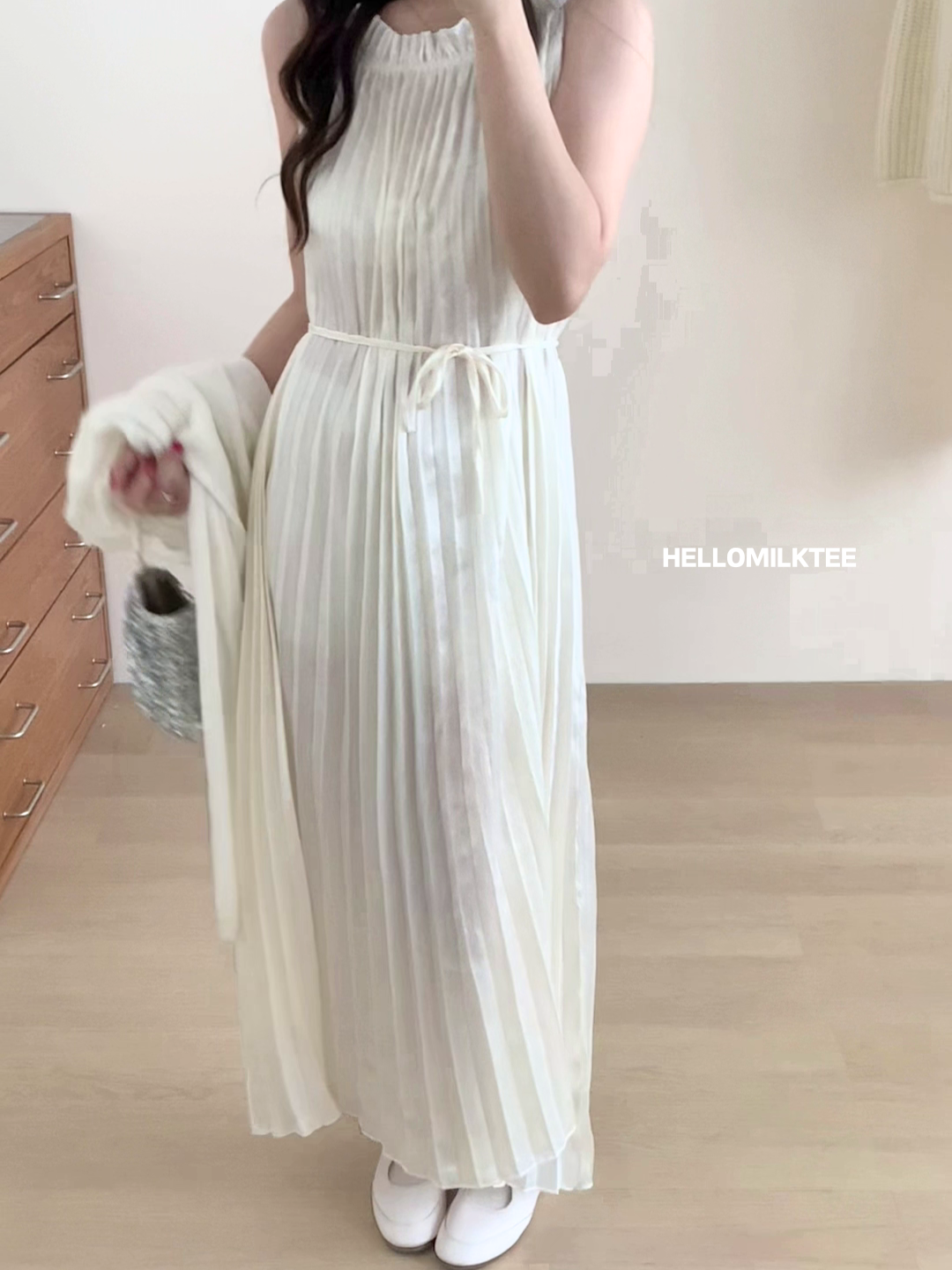 HELLO MILK TEE- 86090 褶皺連裙