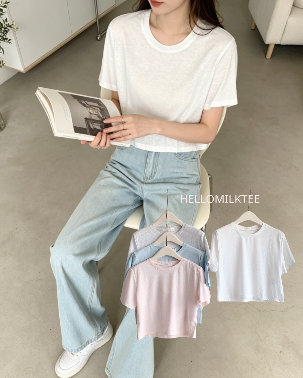 HELLO MILK TEE- 86404 淨版短袖