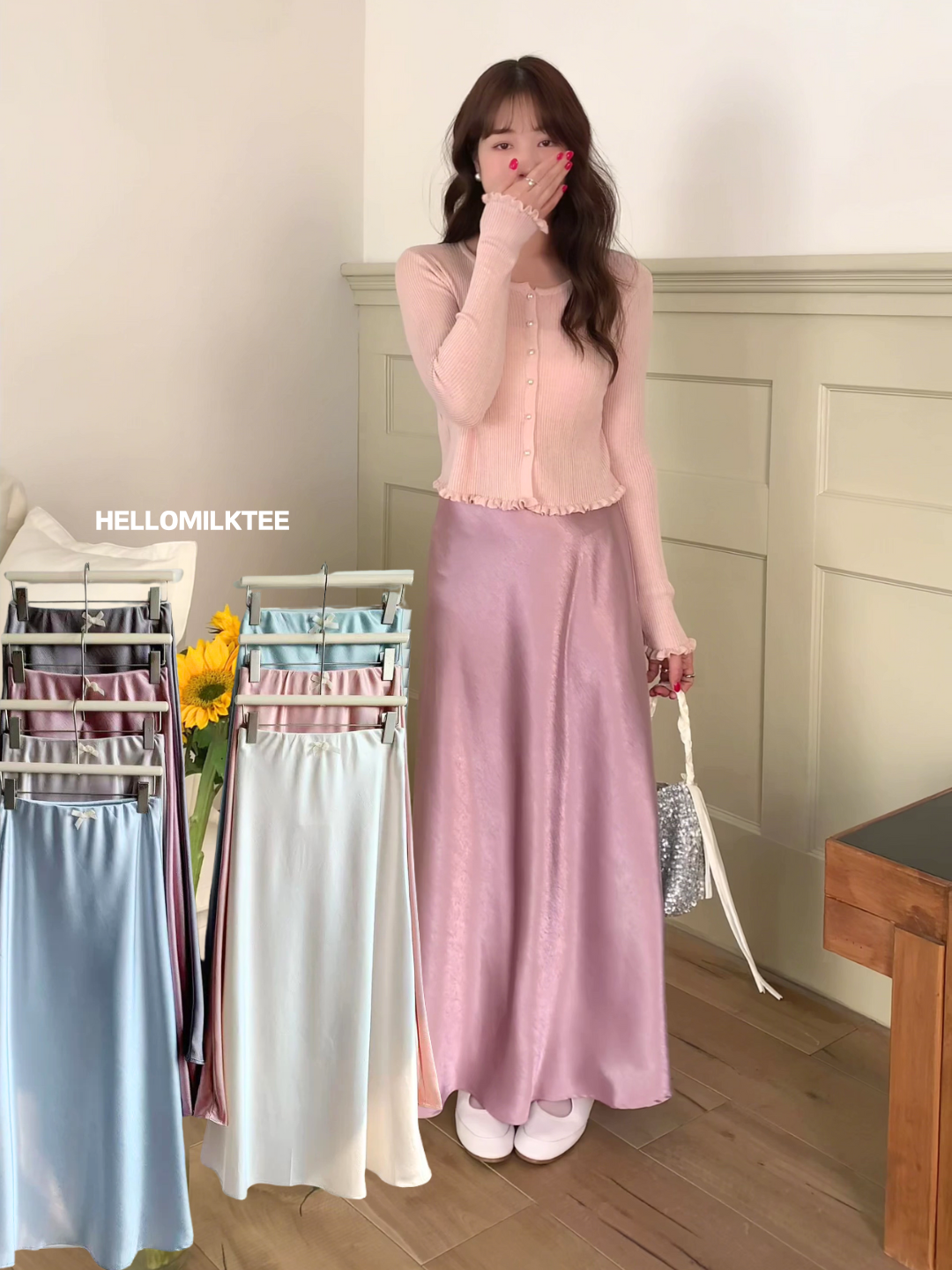 HELLO MILK TEE- 86009 拼接半裙