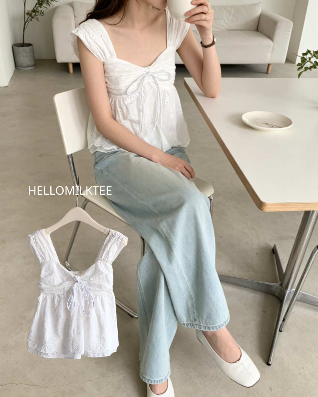 HELLO MILK TEE- 86412  韓系無袖衫