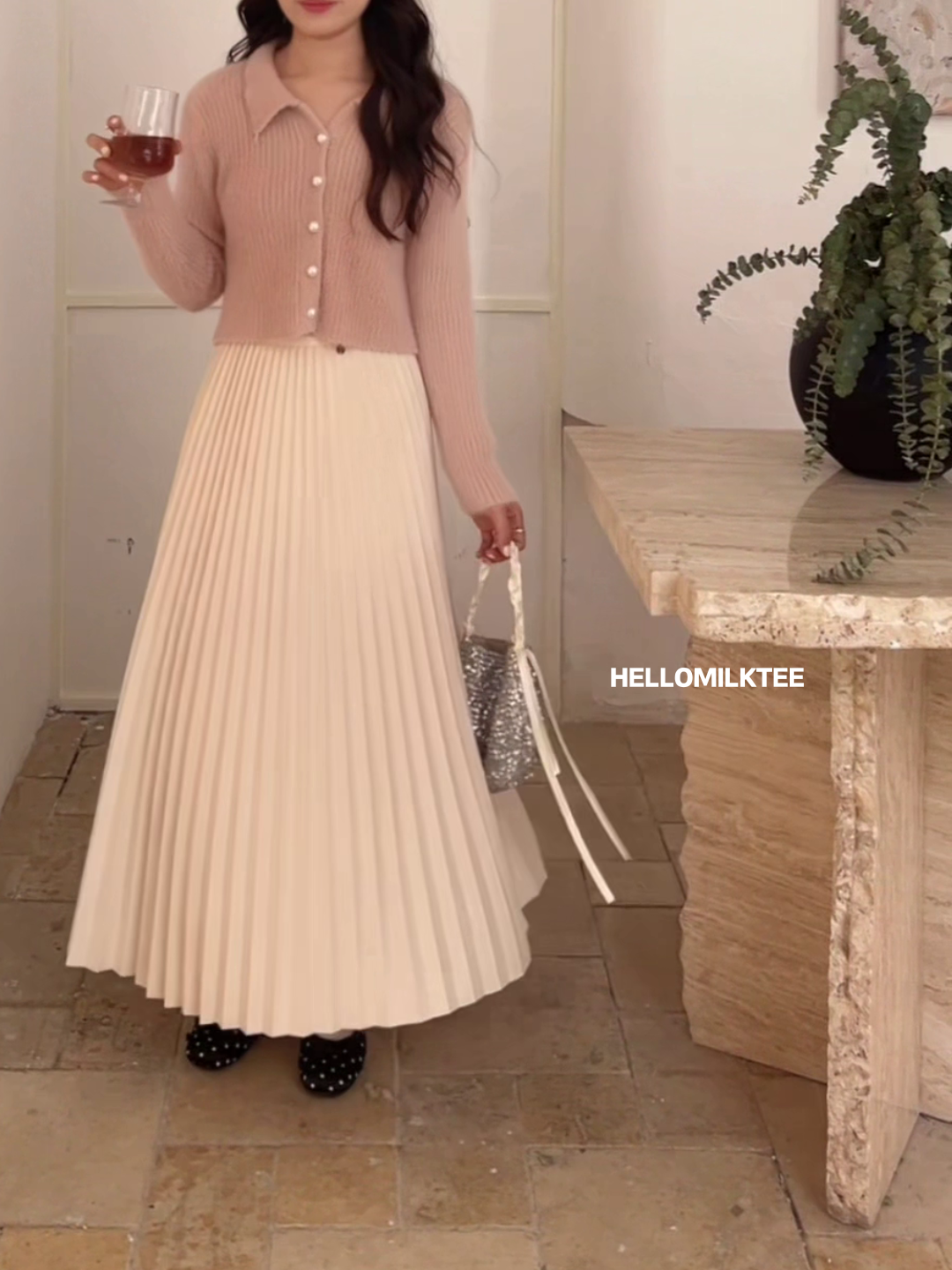 HELLO MILK TEE- 85957 百褶半裙