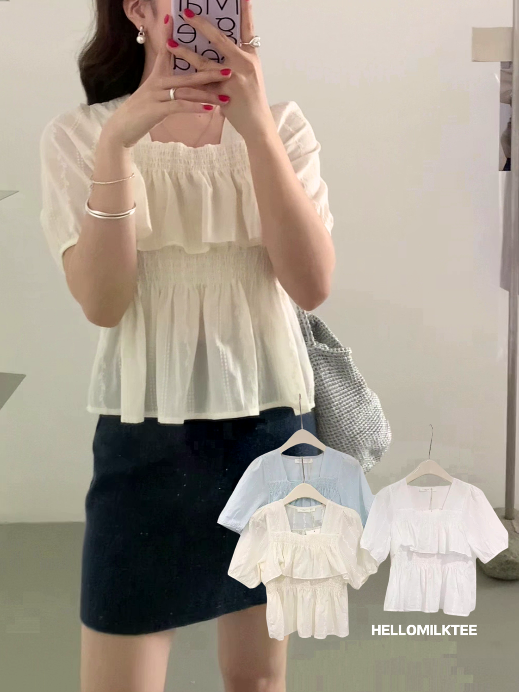 HELLO MILK TEE- 86093 荷葉邊小衫