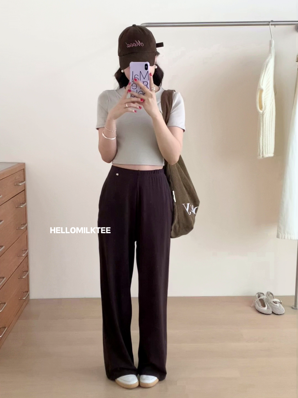 HELLO MILK TEE- 86015 簡約長褲