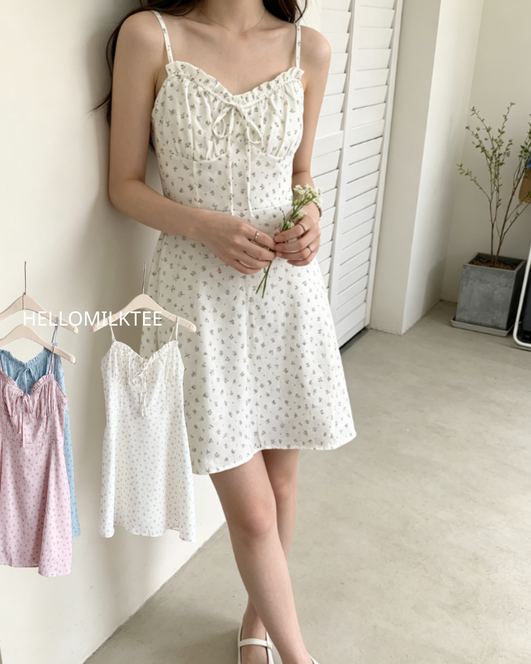HELLO MILK TEE- 86424  百搭碎花裙