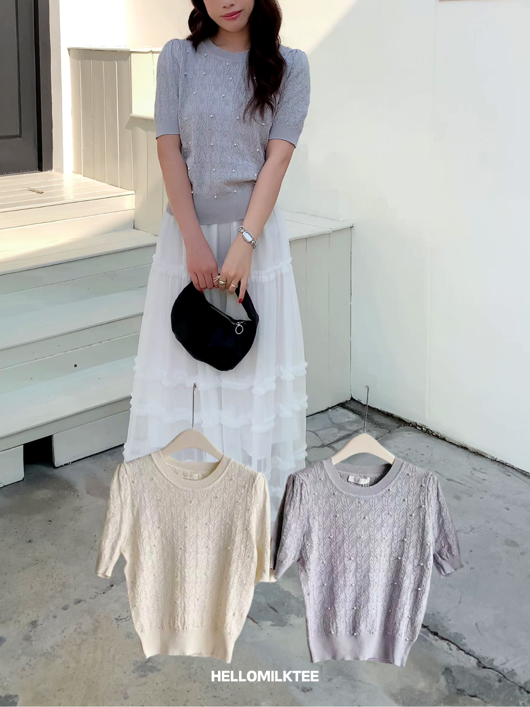 HELLO MILK TEE- 85989 圓領上衣