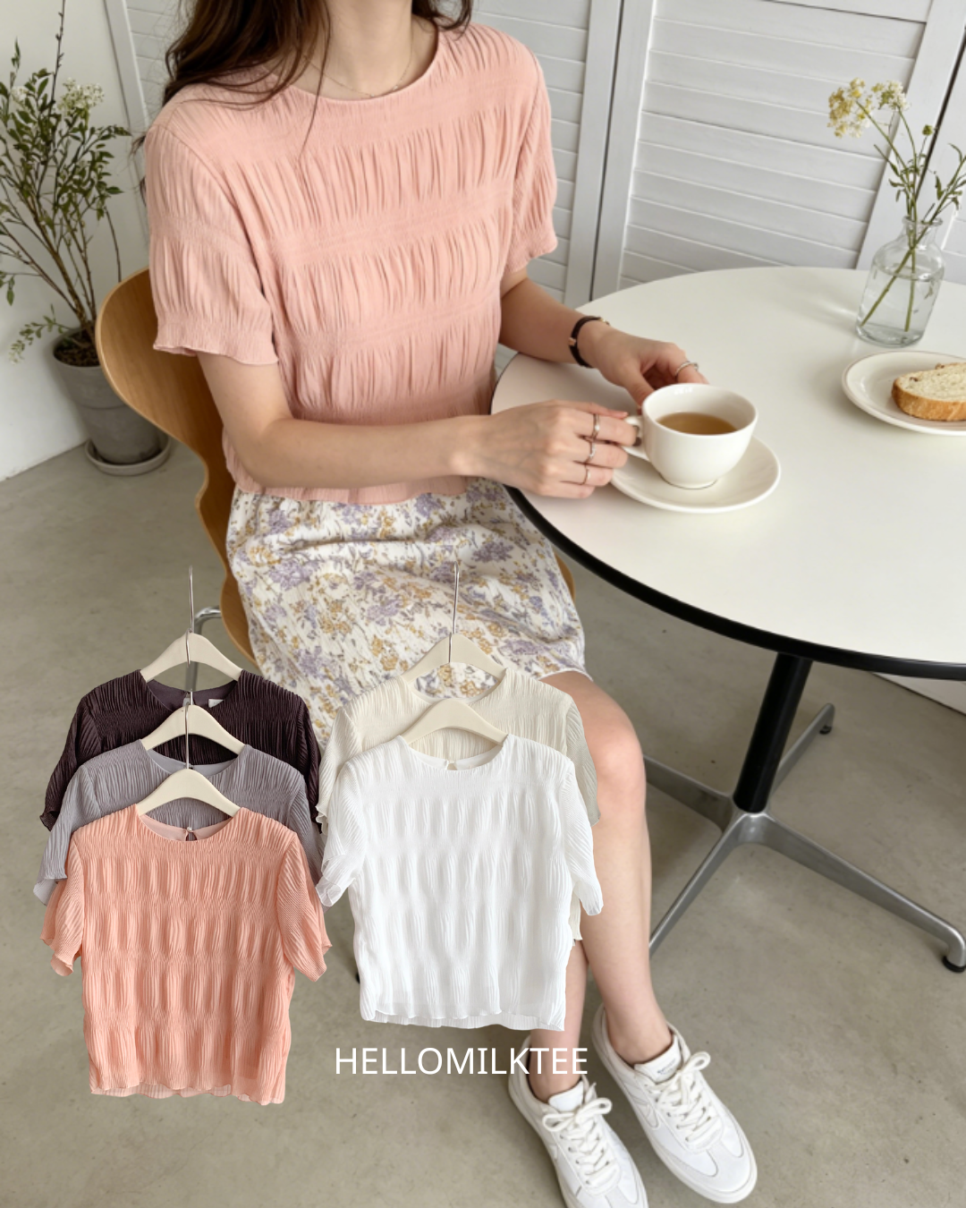 HELLO MILK TEE- 86536 氣質小衫