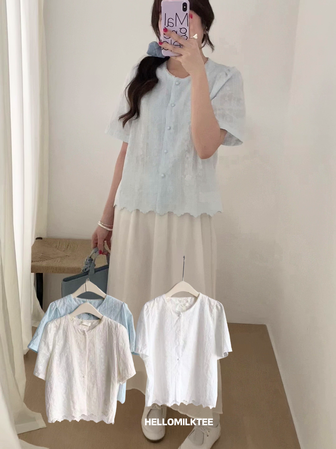 HELLO MILK TEE- 86094 圓領上衣