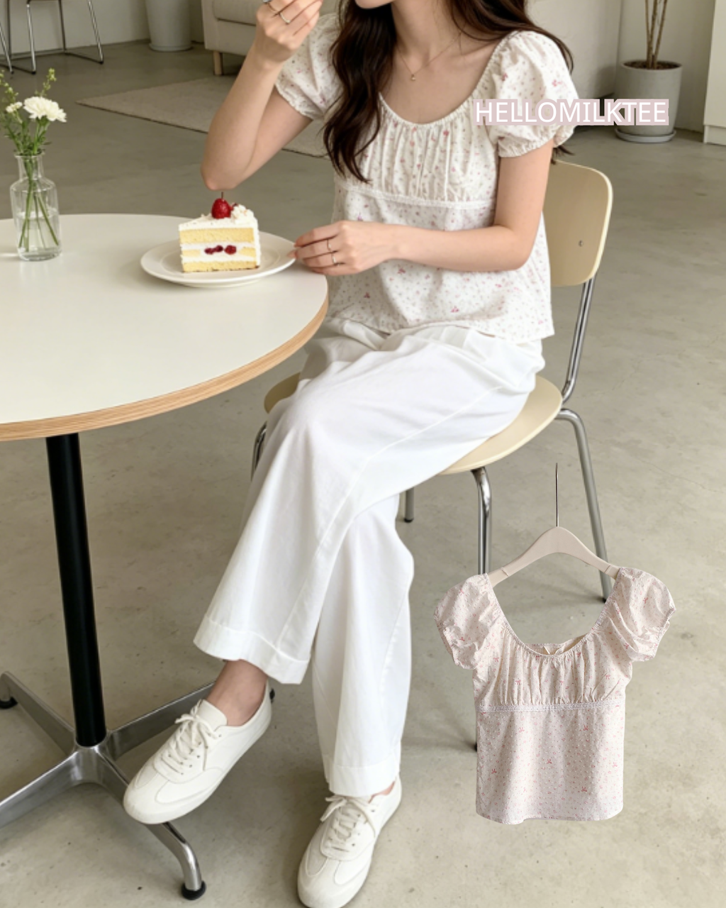 HELLO MILK TEE- 86493  圓領小衫