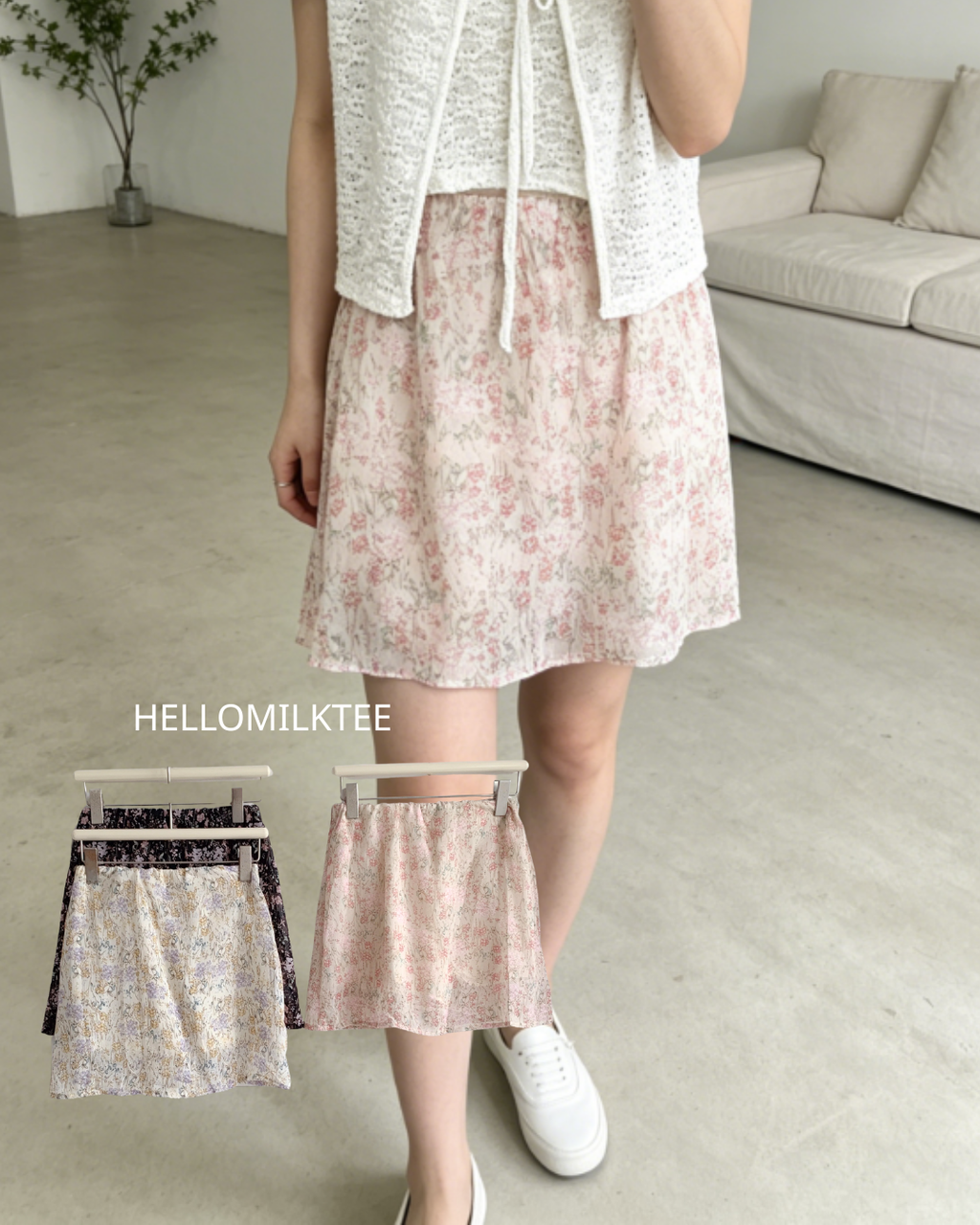HELLO MILK TEE- 86525  百搭短裙