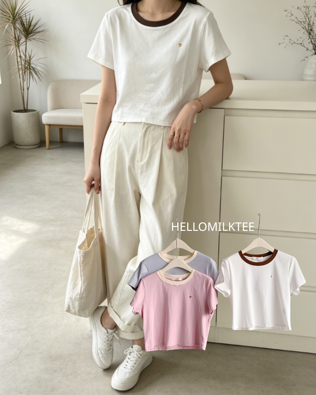 HELLO MILK TEE- 86371  圓領短袖